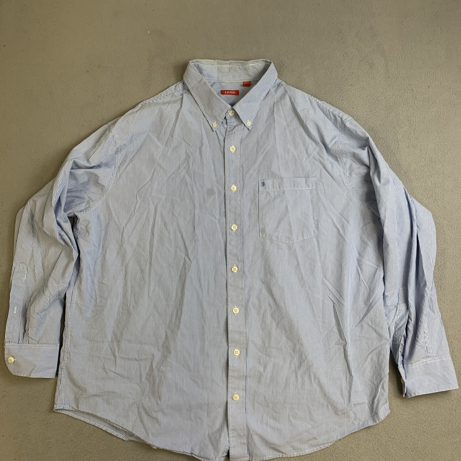 Izod Shirt Mens Size Xxl Button Down Blue Striped Dress Business Career 2xl